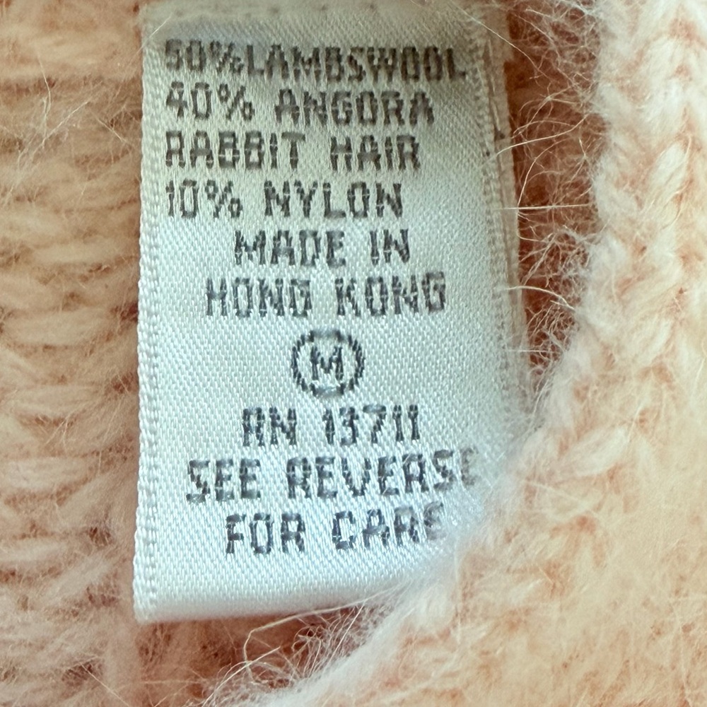 Vintage Lord & Taylor Soft Pink Cable Knit Cardigan Sz M - Picture 6 of 9